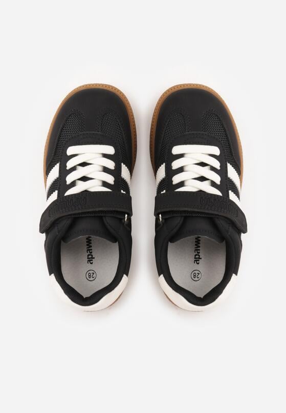 Czarne Buty Sportowe Sneakersy ze Skórzaną Wkładką i Paskami Fyrora 3