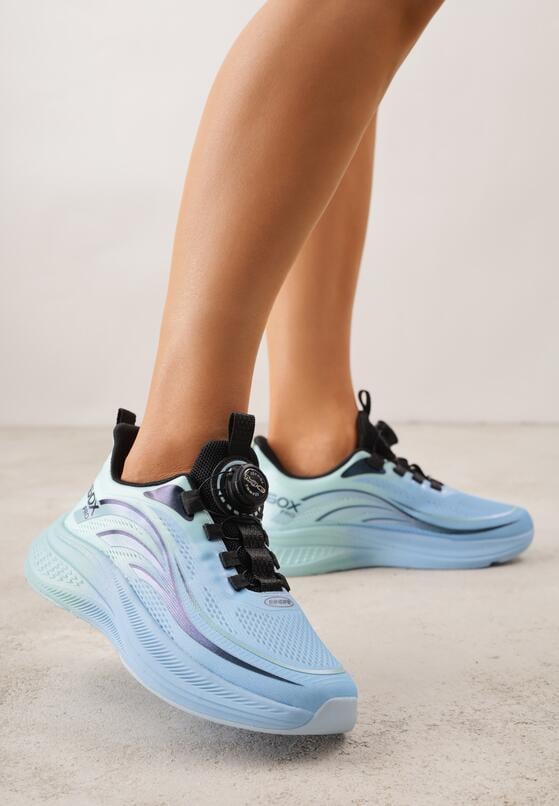 Niebieskie Buty Sportowe Sneakersy z Napisami i Geometrycznym Wzorem Adraseise 2