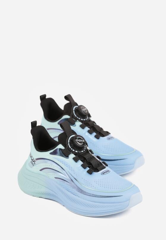 Niebieskie Buty Sportowe Sneakersy z Napisami i Geometrycznym Wzorem Adraseise 5