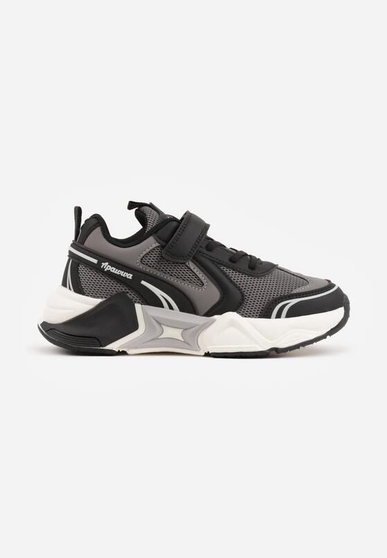 Szare Buty Sportowe Sneakersy z Geometrycznym Motywem Hythia 1