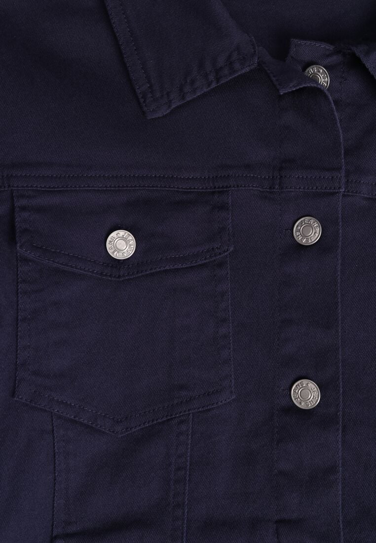 Granatowa Bawełniana Kurtka Jeansowa Perimea 8