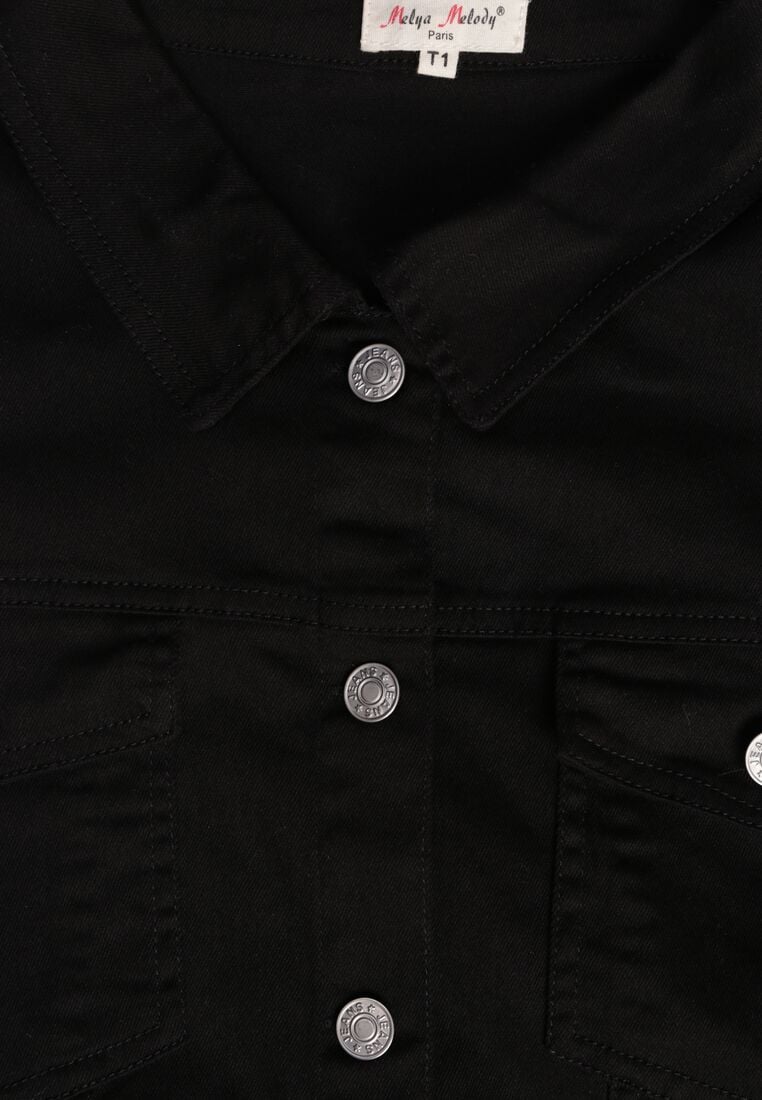 Czarna Bawełniana Kurtka Jeansowa Perimea 8