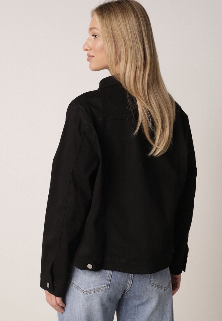 Czarna Bawełniana Kurtka Jeansowa Perimea 3