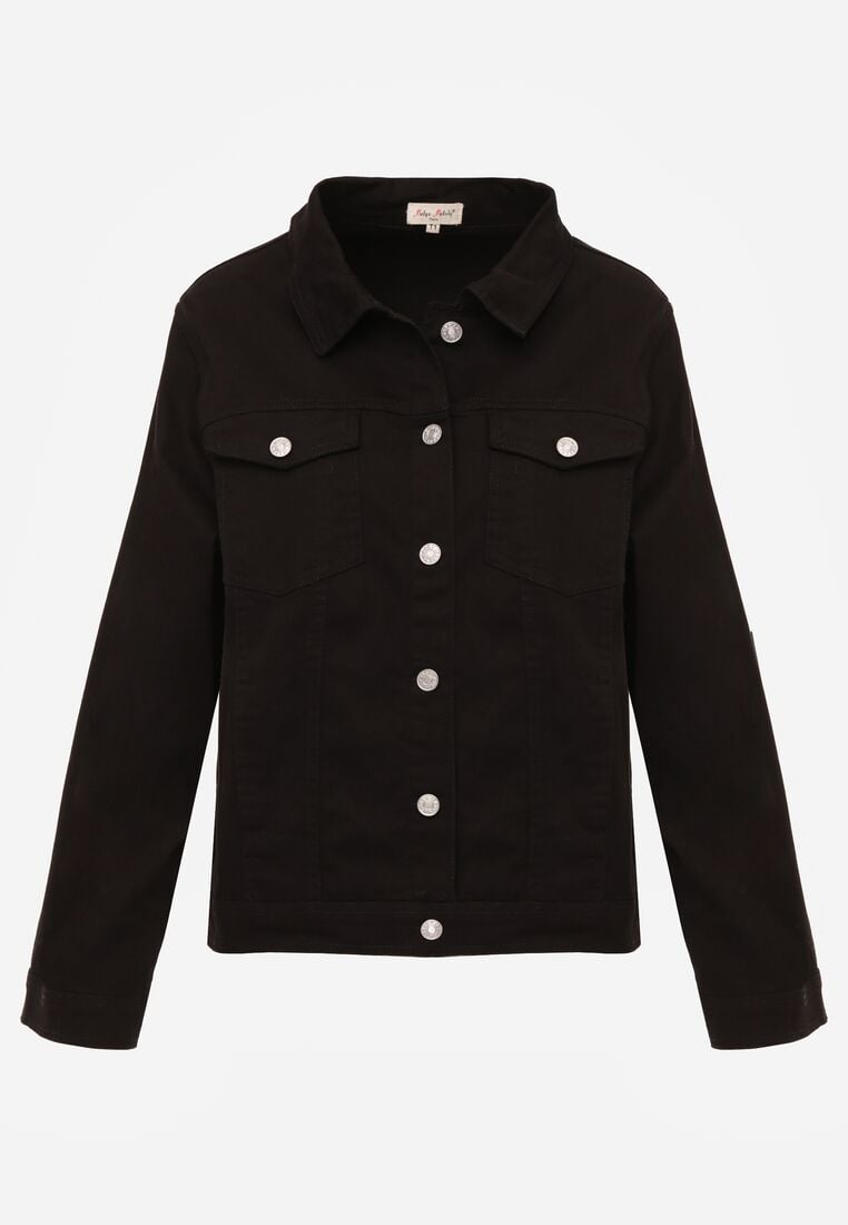 Czarna Bawełniana Kurtka Jeansowa Perimea 6