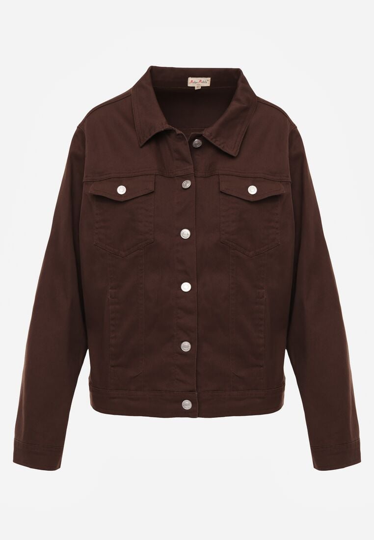 Ciemnobrązowa Bawełniana Kurtka Jeansowa Perimea 6