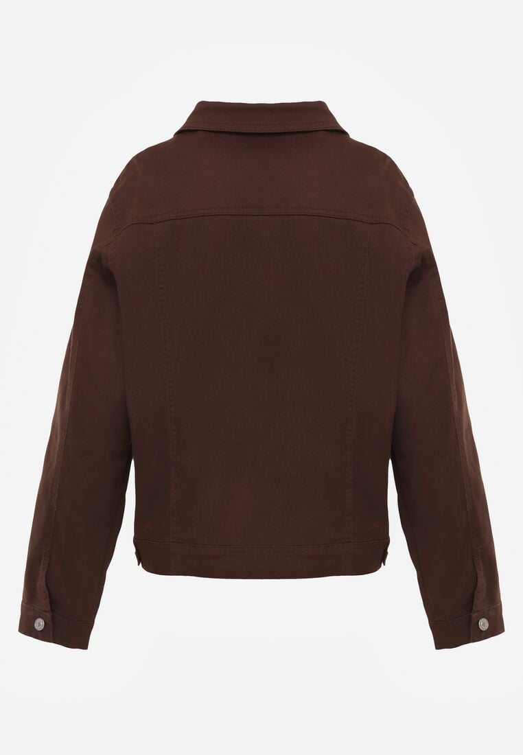 Ciemnobrązowa Bawełniana Kurtka Jeansowa Perimea 7