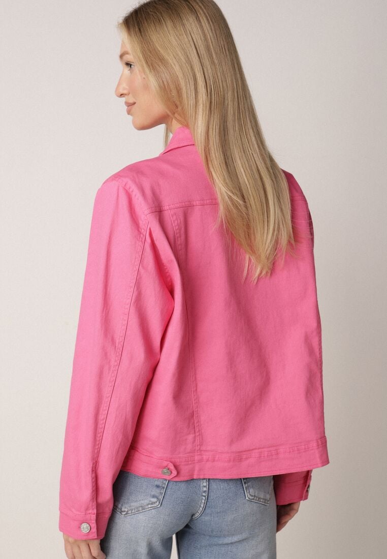 Różowa Bawełniana Kurtka Jeansowa Perimea 3