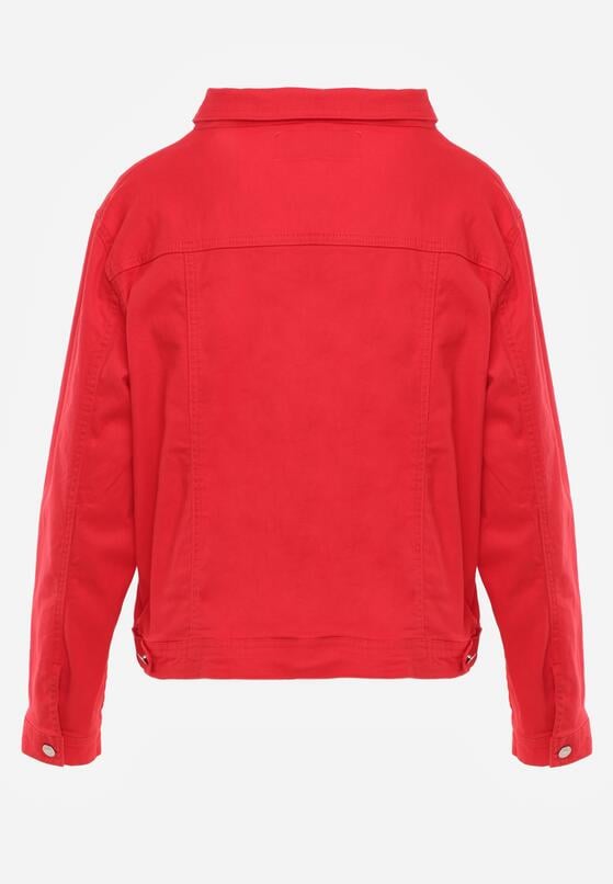 Czerwona Bawełniana Kurtka Jeansowa Perimea 7