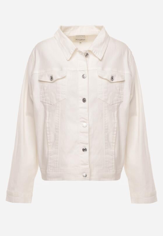 Biała Bawełniana Kurtka Jeansowa Perimea 6