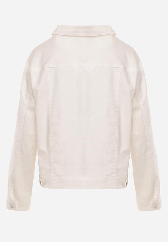 Biała Bawełniana Kurtka Jeansowa Perimea 7