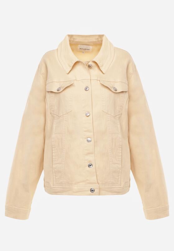 Beżowa Bawełniana Kurtka Jeansowa Perimea 6