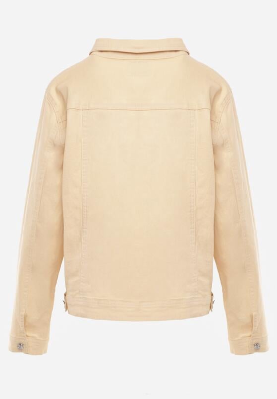 Beżowa Bawełniana Kurtka Jeansowa Perimea 7