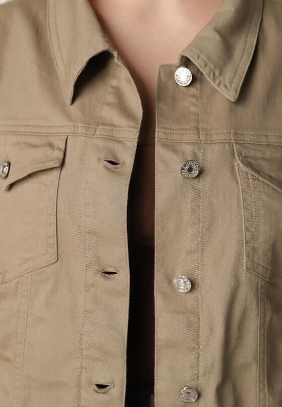 Ciemnobeżowa Bawełniana Kurtka Jeansowa Perimea 5