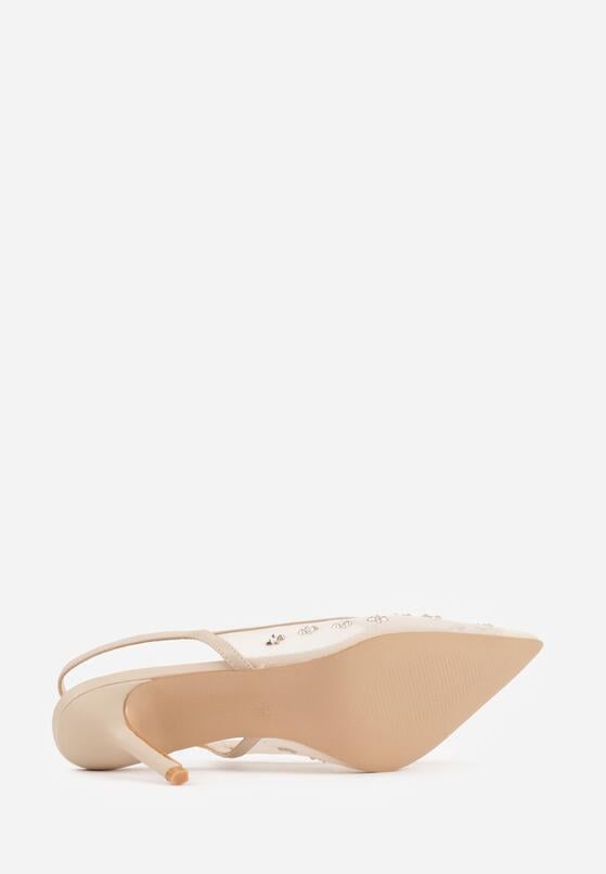 Złote Siateczkowe Sandały Slingback na Szpilce z Cyrkoniami Eshirvyn 7