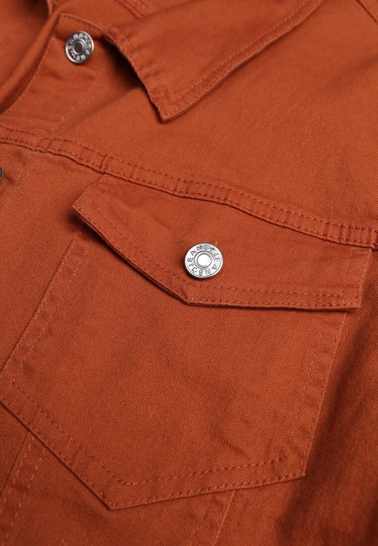 Brązowa Bawełniana Kurtka Jeansowa Perimea 8