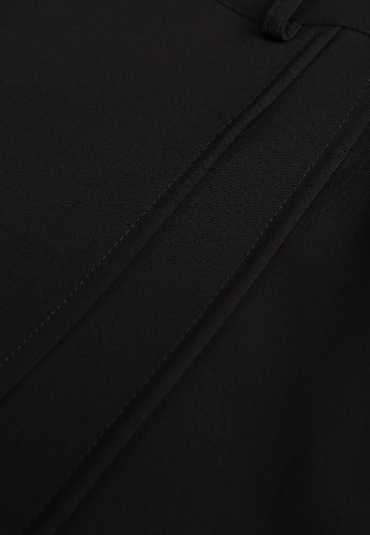 Czarne Eleganckie Spódnico-Szorty z Wysokim Stanem o Asymetrycznym Kroju Tinalina 8