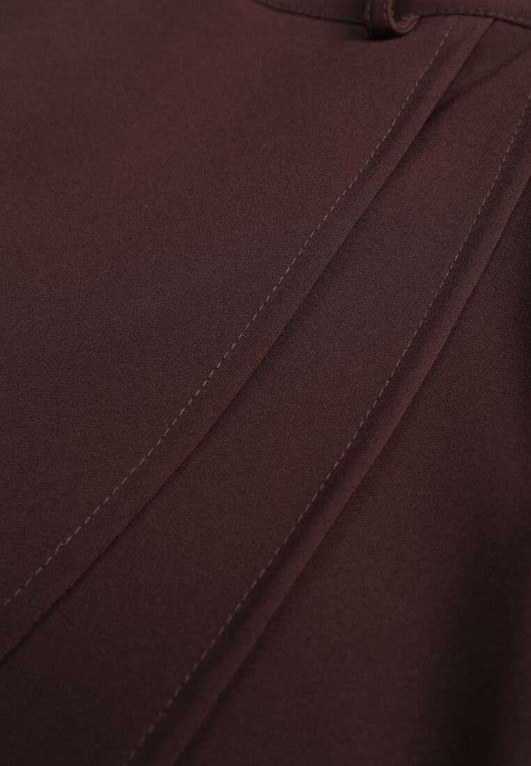 Brązowe Eleganckie Spódnico-Szorty z Wysokim Stanem o Asymetrycznym Kroju Tinalina 8