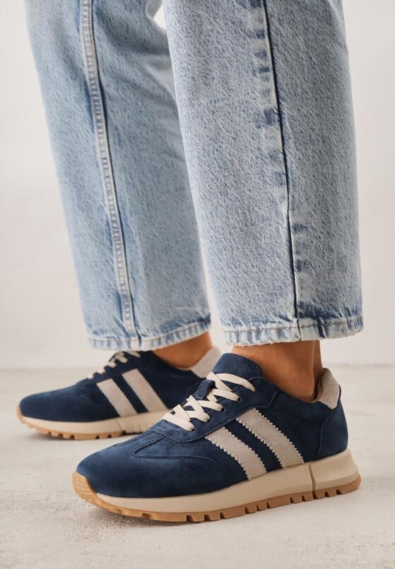 Sneakers Bleumarin cu bej 2