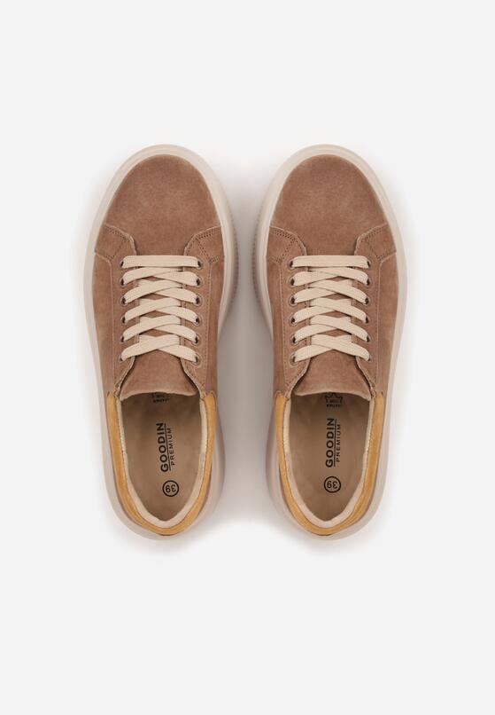 Brązowe Zamszowe Sneakersy na Grubej Podeszwie Latella 6