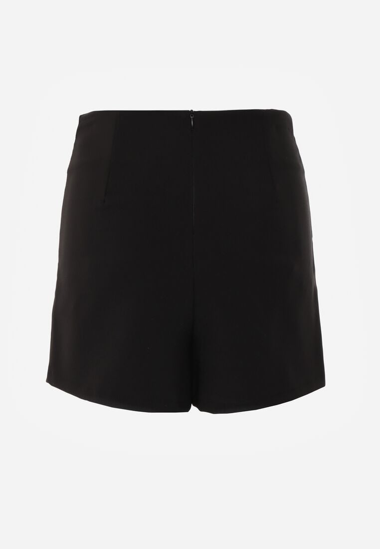 Czarne Spódnico-Szorty z Wysokim Stanem Zdobione Rozcięciem Crethoesa 7