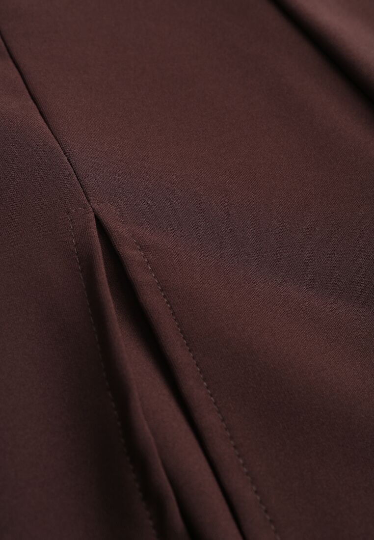 Brązowe Spódnico-Szorty z Wysokim Stanem Zdobione Rozcięciem Crethoesa 8