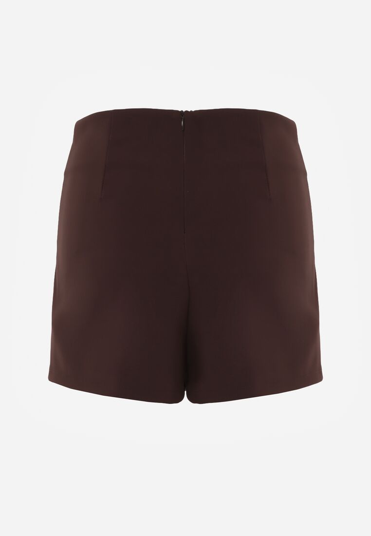 Brązowe Spódnico-Szorty z Wysokim Stanem Zdobione Rozcięciem Crethoesa 7
