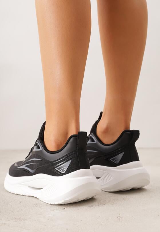 Czarne Sneakersy na Grubej Podeszwie z Geometrycznym Motywem Nedaneira 3