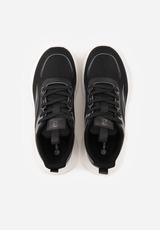 Czarne Sneakersy na Grubej Podeszwie z Geometrycznym Motywem Nedaneira 6