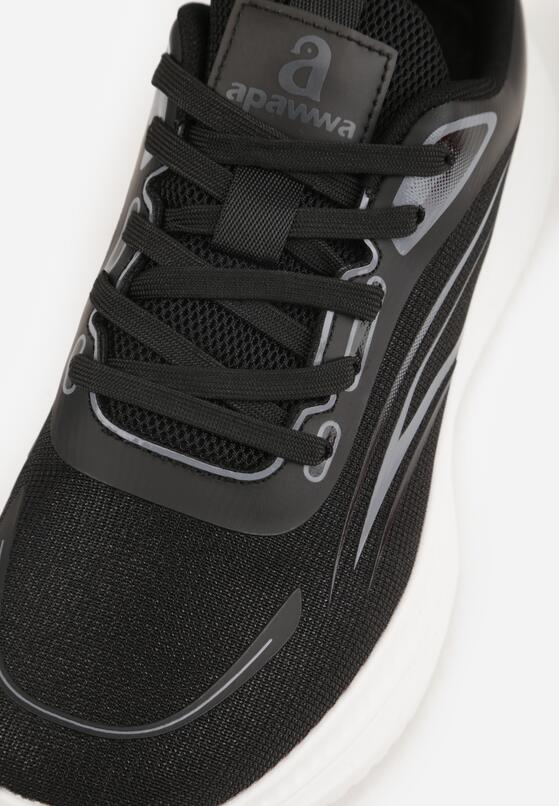 Czarne Sneakersy na Grubej Podeszwie z Geometrycznym Motywem Nedaneira 9