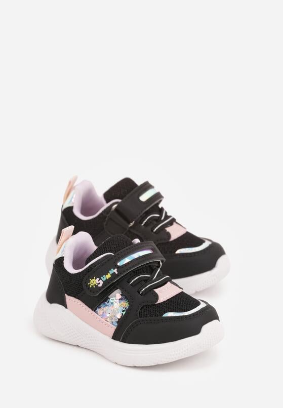 Czarno-Fioletowe Buty Sportowe Sneakersy na Grubej Podeszwie z Metalicznymi Ozdobami Salanore 2