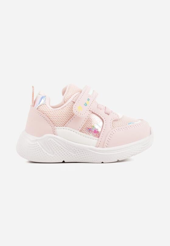 Różowe Buty Sportowe Sneakersy na Grubej Podeszwie z Metalicznymi Ozdobami Salanore 1