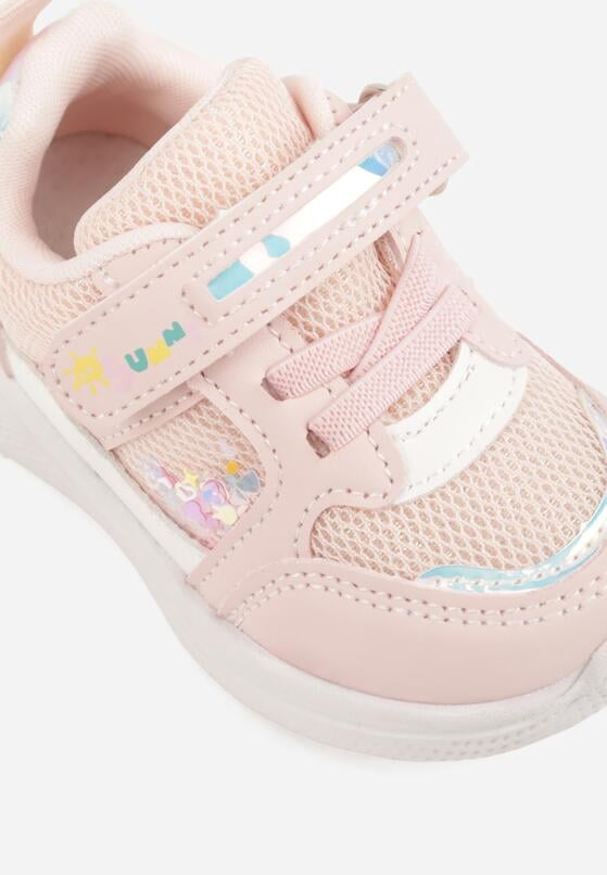 Różowe Buty Sportowe Sneakersy na Grubej Podeszwie z Metalicznymi Ozdobami Salanore 5