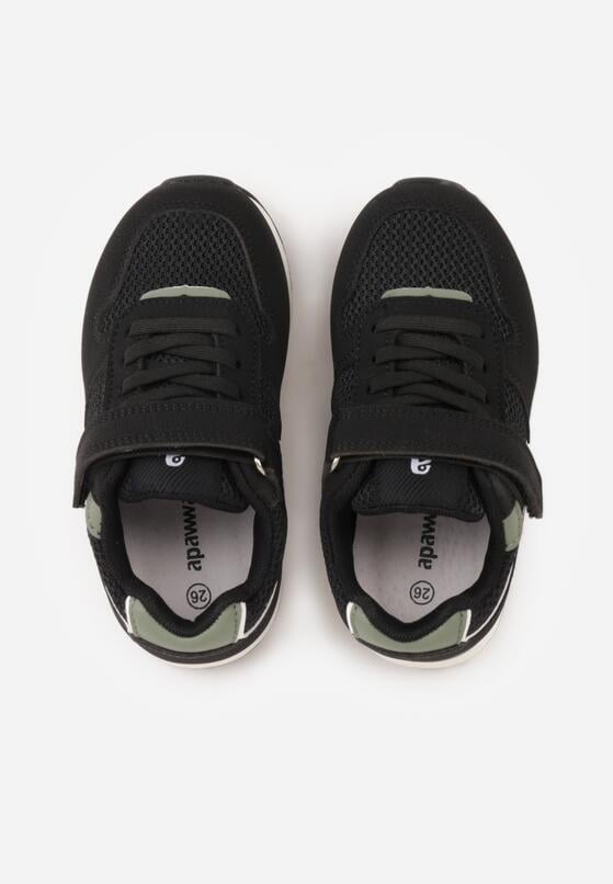 Czarne Buty Sportowe Sneakersy ze Skórzaną Wkładką i Siateczkowymi Wstawkami Phaethiax 3