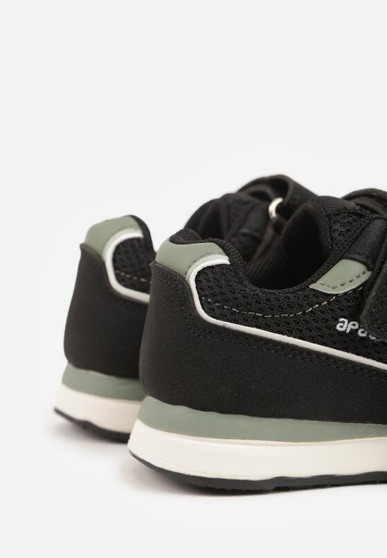 Czarne Buty Sportowe Sneakersy ze Skórzaną Wkładką i Siateczkowymi Wstawkami Phaethiax 5