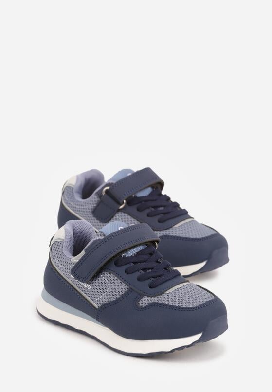 Granatowe Buty Sportowe Sneakersy ze Skórzaną Wkładką i Siateczkowymi Wstawkami Phaethiax 2