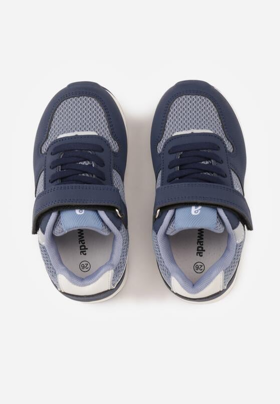 Granatowe Buty Sportowe Sneakersy ze Skórzaną Wkładką i Siateczkowymi Wstawkami Phaethiax 3