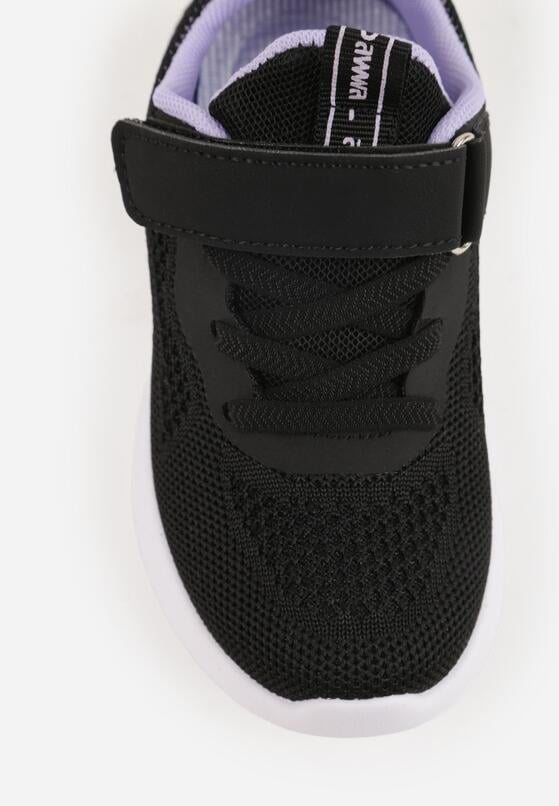 Czarno-Fioletowe Buty Sportowe Sneakersy z Perforacją i Tłoczoną Podeszwą Uriltora 6
