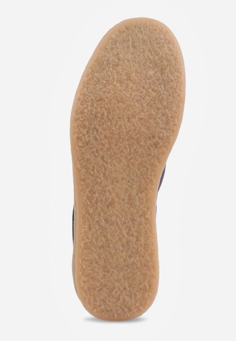 Granatowe Zamszowe Półbuty ze Skórzaną Wkładką i Ozdobnymi Przeszyciami Olenos 7