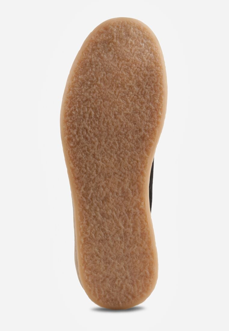 Czarne Zamszowe Półbuty ze Skórzaną Wkładką i Ozdobnymi Przeszyciami Olenos 7