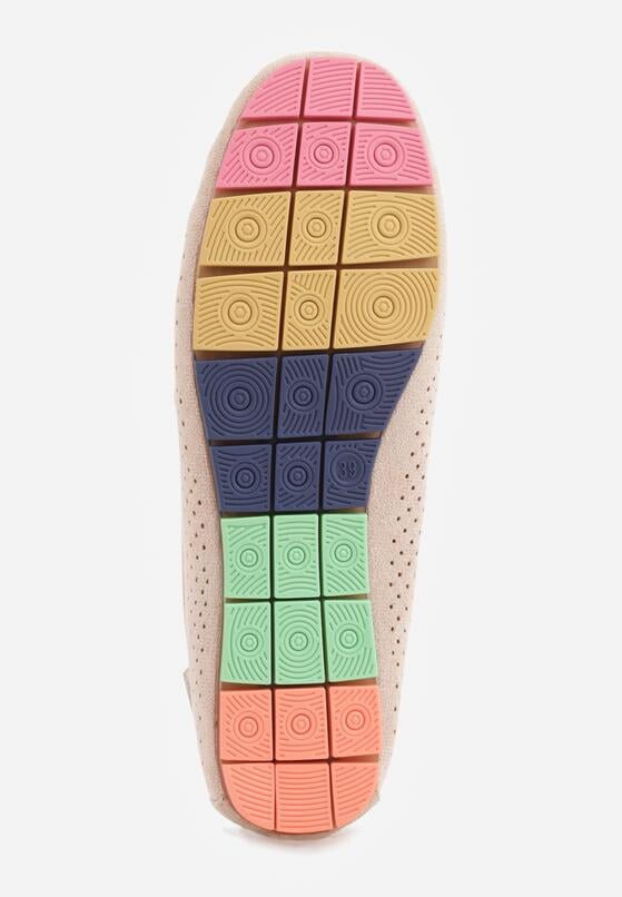 Beżowe Ażurowe Mokasyny ze Skórzaną Wkładką Ozdobione Przeszyciami Sylilise 7