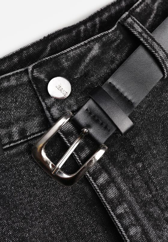 Czarna Bawełniana Spódnica Denimowa o Kroju Syrenki z Paskiem Agenia 8