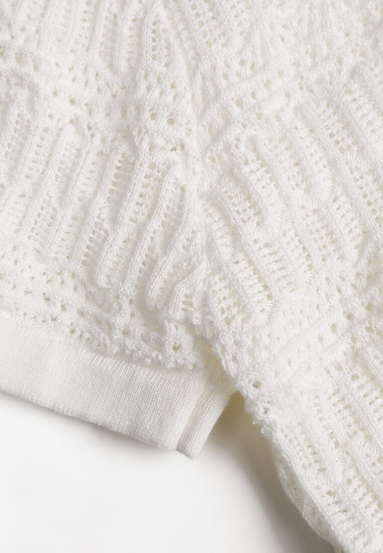 Beżowa Szydełkowa Bluzka z Wiskozy z Guzikami i Kołnierzykiem Calime 8