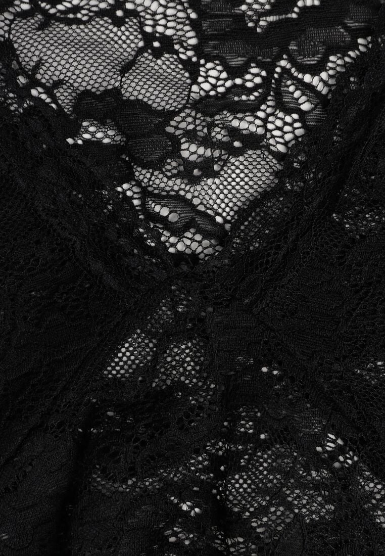 Czarna Koronkowa Bluzka z Rozkloszowanymi Długimi Rękawami Ablea 8