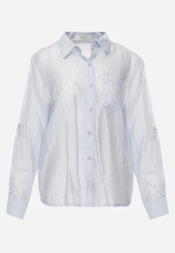 Niebieska Transparentna Koszula Ozdobiona Cyrkoniami Clymadia 6