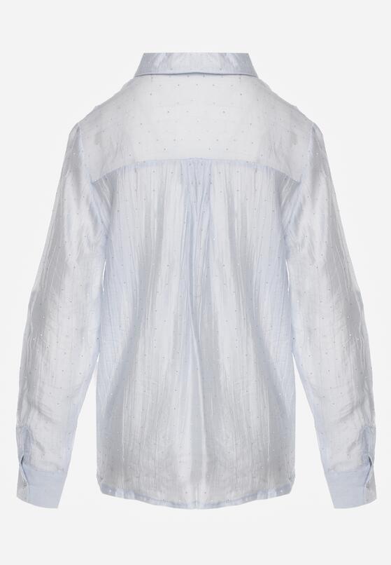 Niebieska Transparentna Koszula Ozdobiona Cyrkoniami Clymadia 7