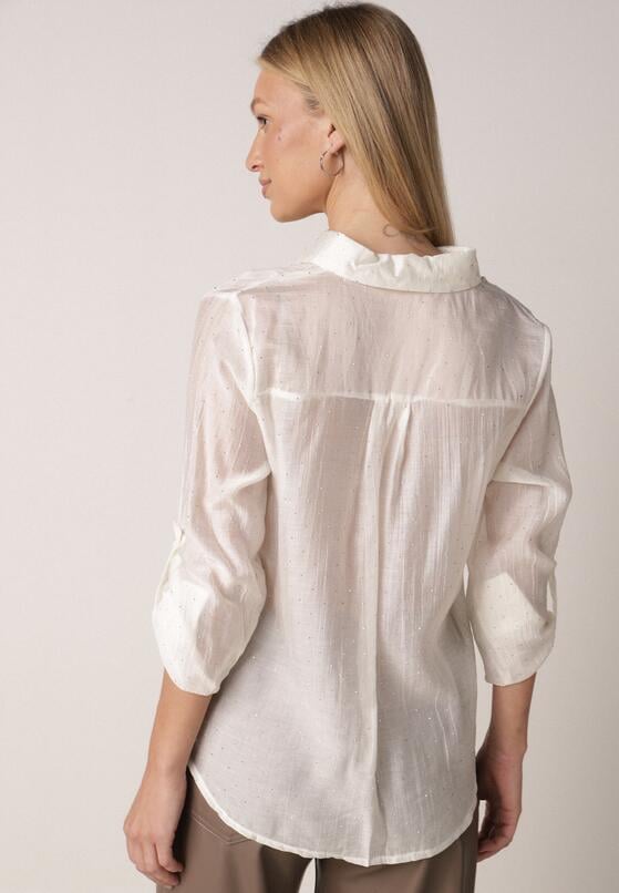 Jasnobeżowa Transparentna Koszula Ozdobiona Cyrkoniami Clymadia 3