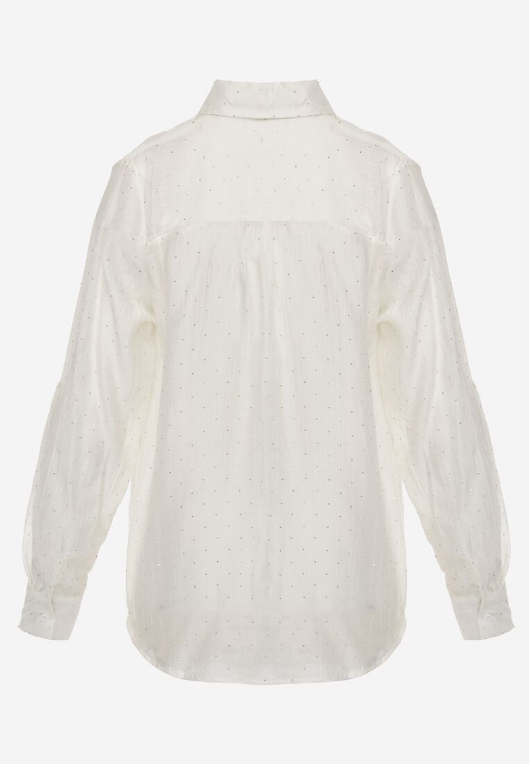 Jasnobeżowa Transparentna Koszula Ozdobiona Cyrkoniami Clymadia 7