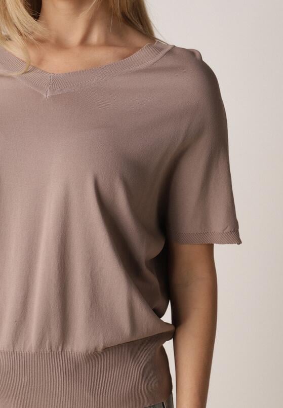 Brązowa Bluzka z Wiskozą o Nietoperzowym Kroju Oromeda 5