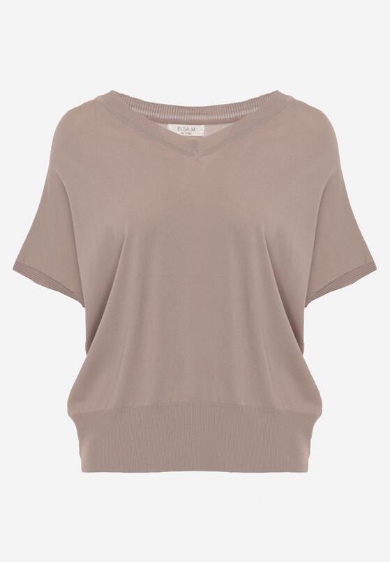 Brązowa Bluzka z Wiskozą o Nietoperzowym Kroju Oromeda 6