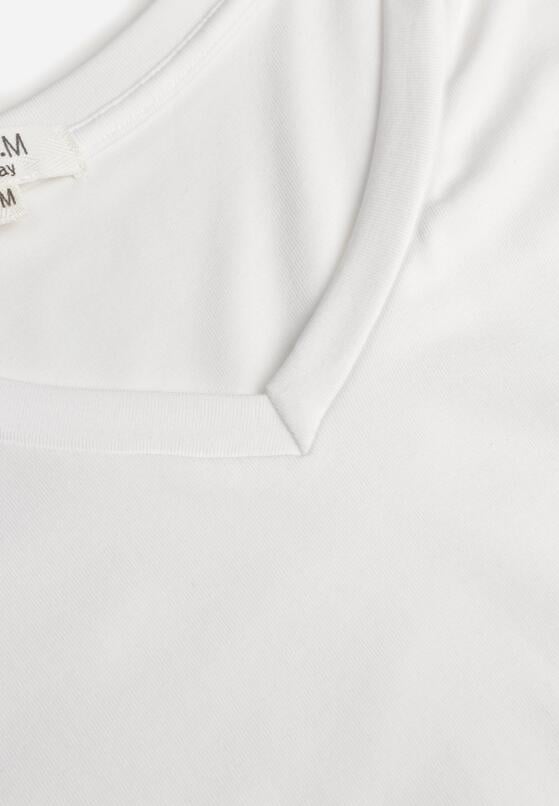 Biały T-shirt z Wiskozy z Trójkątnym Dekoltem Achiore 8